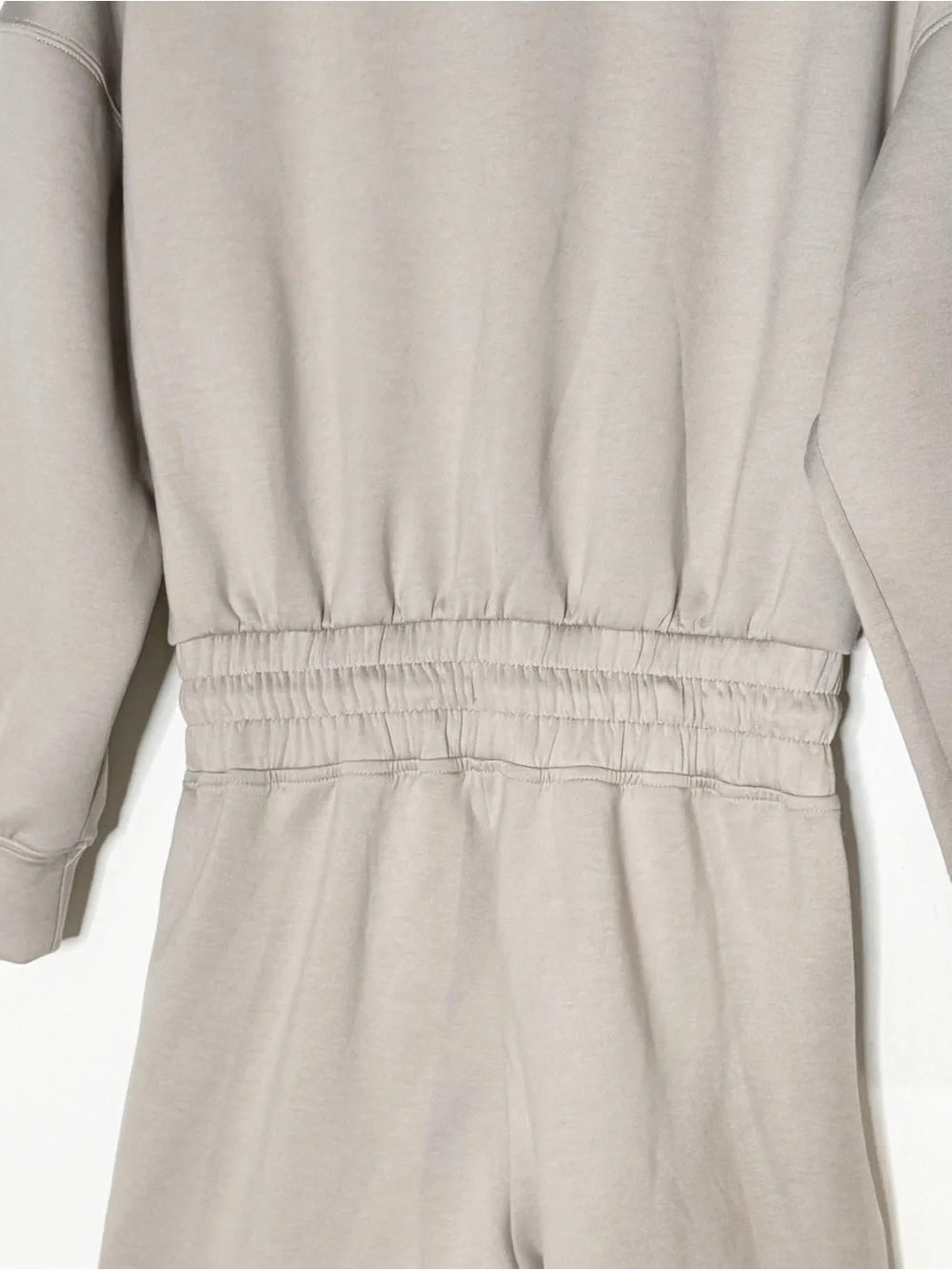 Abercrombie YPB NeoKnit Scuba Knit Half Zip Jogger JumpSuit Size S Beige Gray
